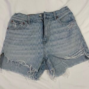 American Eagle Outfitters Light Blue Frayed Jean Shorts